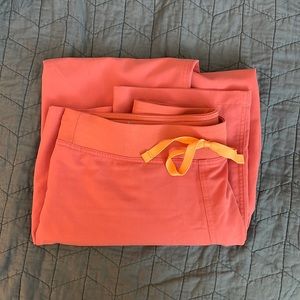Neon pink Figs Livingston scrub pants
